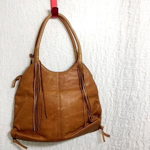 Ohh! Ashley Cross Design Brown/Tan Leather Bag - Picture 4 of 13